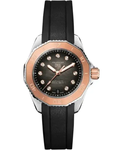 Tag Heuer Aquaracer Professional 200 WBP2451.FT6200 Black Diamond Dial Rubber Strap Women's Watch (black, arb13083)