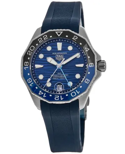 Tag Heuer Aquaracer Professional 300 GMT Automatic Blue Dial Rubber Strap Men's Watch Model WBP5114FT6259 WBP5114.FT6259 (blue, arb13089)