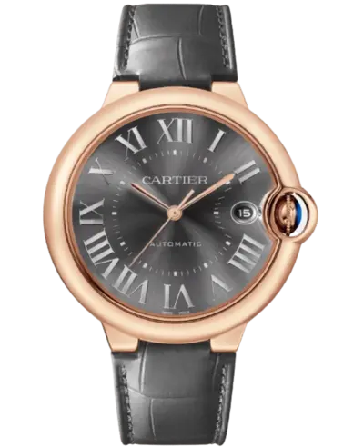 Cartier Ballon Bleu de Cartier Men's Watch WGBB0050 - Rose Gold Case with Grey Dial, 18K Rose Gold Deployment Clasp and Alligator Leather Strap (arb13103)