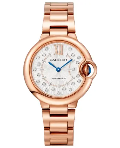 wgbb0054 Cartier Ballon Bleu de Cartier Small Automatic Silver Diamond Dial 18K Rose Gold Women's Watch (arb13106)
