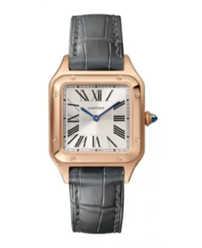 Cartier Santos Dumont WGSA0022 - Silver Dial, Rose Gold 18Kt Case, Leather Strap Luxury Watch (arb13117)