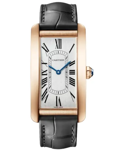 Authentic Cartier Tank Americaine Large Automatic Silver Dial with Rose Gold Grey Strap for Women Model No WGTA0134 (arb13128)