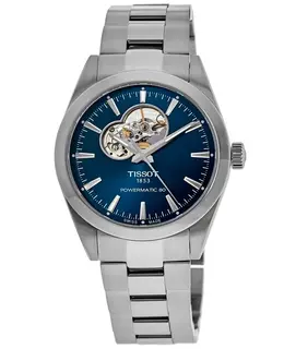 Authentic Tissot Gentleman Open Heart Automatic Blue Dial Steel Men's Watch t127.407.11.041.01