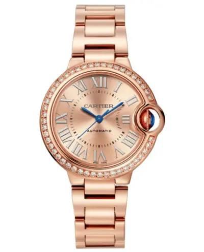Cartier Ballon Bleu de Cartier Small Automatic Diamond Bezel Rose Gold Women's Watch wjbb0077 (arb13157)