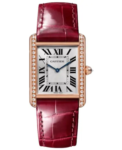 Cartier Tank Louis Cartier Large WJTA0038, Rose Gold Case with Red Leather Strap (arb13183)