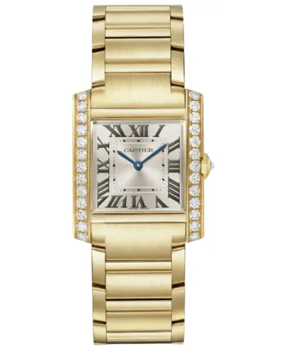Cartier Tank Francaise Medium Quartz Watch wjta0040 Champagne Dial Diamond 18K Yellow Gold Women's (arb13185)