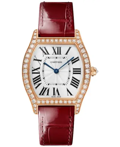 Cartier Tortue de Cartier Medium Silver Dial Rose Gold Diamond Bezel Women's Watch WJTO0009 (arb13190)