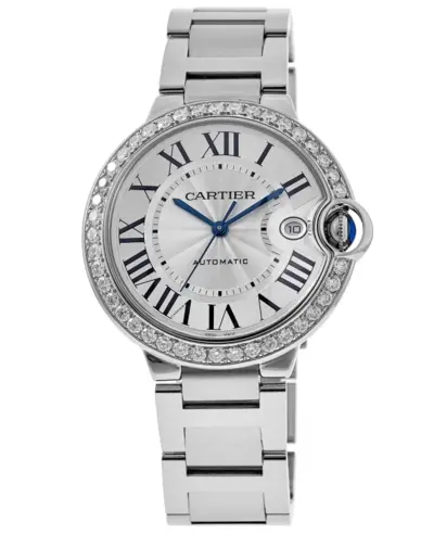 Cartier Ballon Bleu 40mm Automatic Custom Diamond Bezel Steel Unisex Watch WSBB0040-CD (arb13197)