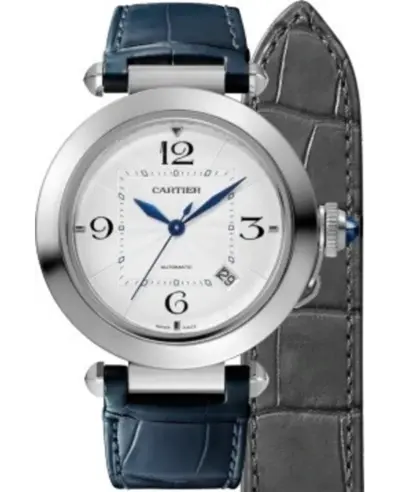 Cartier Pasha WSPA0010 Silver Dial Leather Strap Men's Watch (arb13207)