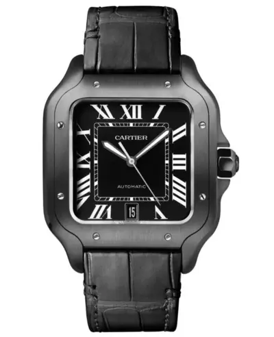 Cartier Santos De Cartier Large Steel ADLC Men's Watch Model WSSA0039 (black, arb13233)