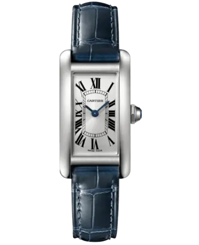 Authentic Cartier Tank Americaine Small Women's Watch wsta0043 Silver Dial, Blue Hands & Roman Numerals (arb13244)