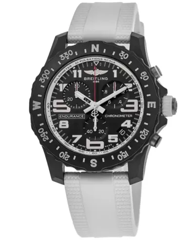 Breitling Endurance Pro 44 Chronograph Black Dial Rubber Strap Men's Watch [x82310a71b1s2] (black, arb13266)