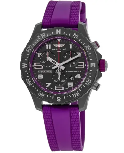 Model X83310F61B1S1: Breitling Endurance Pro 38 Chronograph Black Dial Purple Rubber Strap Unisex Watch (black, arb13274)