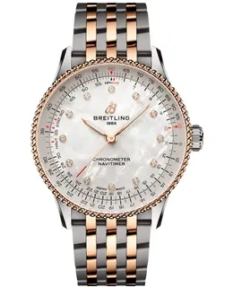 Breitling Navitimer Automatic 36 Mother of Pearl Diamond Dial Rose Gold & Steel Women's Watch u17327211a1u1