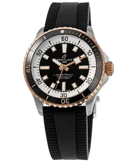 Breitling Superocean Automatic 42 Black Dial Rose Gold & Steel Rubber Strap Men's Watch u17375211b1s1