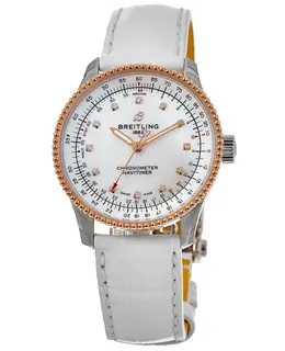 Breitling Navitimer Automatic 35 Mother of Pearl Diamond Dial Leather Strap Women's Watch, Model U17395211A1P4