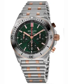 Breitling Chronomat B01 42 Automatic Chronograph Green Dial 18K Rose Gold & Steel Men's Watch ub0134131l1u1
