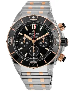 Breitling Super Chronomat B01 44 Chronograph Black Dial 18kt Rose Gold & Steel Men's Watch ub0136251b1u1
