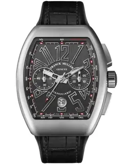 Brand New Authentic Franck Muller Vanguard Classical Grey Dial Black Alligator Leather Strap Men's Watch