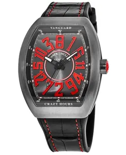Franck Muller Vanguard Crazy Hours (V45CHTTBRER) Red Titanium Case Leather Strap Unisex Watch