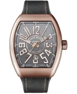 Franck Muller Vanguard Classical Grey Dial 18k Rose Gold Leather Strap Men's Watch Model V45SC5NGR