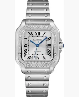 Cartier Santos De Cartier Silver Dial Diamond Steel Women's Watch w4sa0005