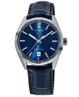 Brand New Authentic Tag Heuer Carrera WBN2112.FC6504 Blue Dial Men's Watch with Leather Strap