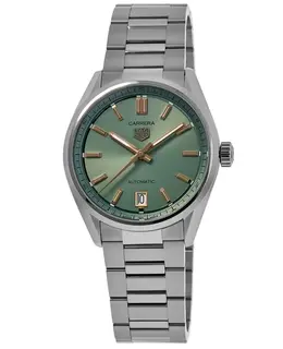 Brand New Authentic Tag Heuer Carrera Automatic Green Dial Steel Women's Watch - Model: WBN2312.BA0001