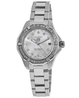 Tag Heuer Aquaracer Professional 200 Solargraph Mother of Pearl Dial Diamond Bezel Watch for Women WBP1314.BA0005