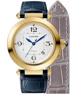 Cartier Panthere de Cartier Silver Dial Yellow Gold Leather Strap Women's Watch wgpa0007
