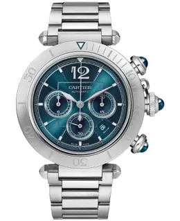 Cartier Pasha De Cartier Automatic Chronograph Blue Dial Steel Men's Watch wspa0039