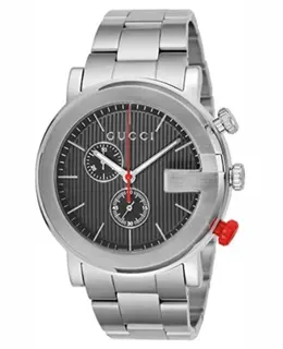 Gucci Men's G Chrono Ya101361: Black Dial Steel Watch with Luminox Hands/Markers