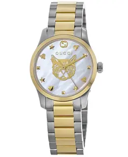 Gucci G-Timeless Mystic Cat Dial Two Tone Women's Watch - YA1265012