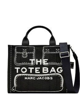 Marc Jacobs Medium Tote Cotton Shoulder Bag - black, 2p5htt023h03001