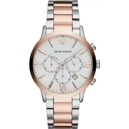 Emporio Armani Silver and Bronze Steel Chronograph Watch 4013496294521