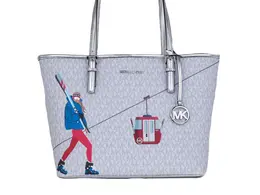 Michael Kors Jet Set Girls Print Medium Signature PVC Carryall Shoulder Tote Handbag (Bright White Multi) 909720