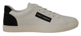 Dolce & Gabbana White Black Leather Low Shoes Sneakers - EU39.5/US6.5 mv4532- 39.5