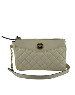 Versace White Lamb Leather Pouch Crossbody Bag 8056204983245