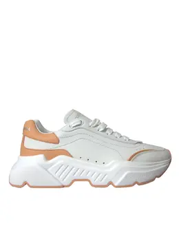 Dolce & Gabbana White Peach DAYMASTER Leather Sneakers Shoes - EU39.5/US9 la10703-39.5