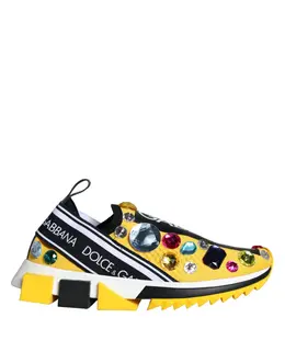 Dolce & Gabbana Yellow Sorrento Crystals Sneakers Womens Shoes - EU37/US6.5 la11276-37