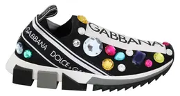 Dolce & Gabbana Black Crystal-Embellished Low Top Sneakers - EU35.5/US5 la7129-35.5
