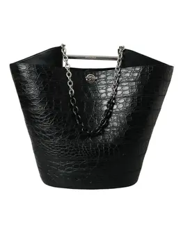 Balenciaga Elegant Black Crocodile Leather Maxi Bucket Bag bag1177
