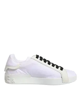 Dolce & Gabbana White Nylon Leather Low Top Sneakers Shoes - EU39/US6 mv6654-39