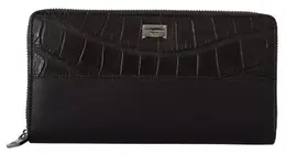 Dolce & Gabbana Brown Exotic Leather Zip Around Continental Clutch Wallet vas12503
