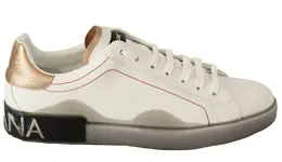 Dolce & Gabbana White Gold Leather Low Top Sneakers Casual Shoes - EU39.5/US6.5 mv4628- 39.5