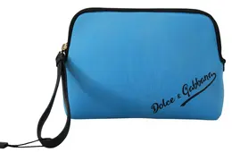 Dolce & Gabbana Blue Logo Print Hand Pouch Leopard Print Toiletry Bag bag1076