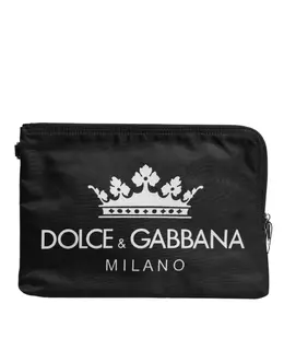 Dolce & Gabbana Black DG Milano Print Nylon Pouch Clutch Bag bag4283