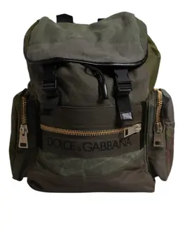 Dolce & Gabbana Military Green Patchwork School Backpack Bag bag4451