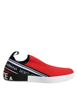Dolce & Gabbana Red Logo Low Top Slip On Men Sneakers Shoes - EU40/US7 mv7290-40