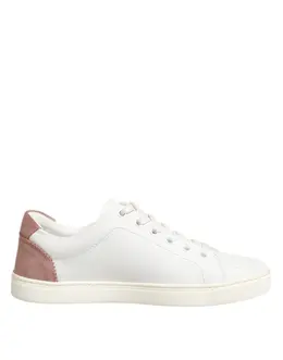 Dolce & Gabbana White Pink Leather Low Top Sneakers Shoes - EU35/US4.5 la12795-35
